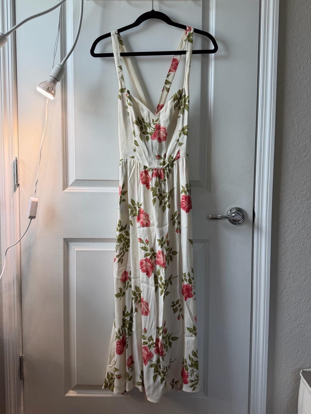 Reformation Cream Floral Midi Dress